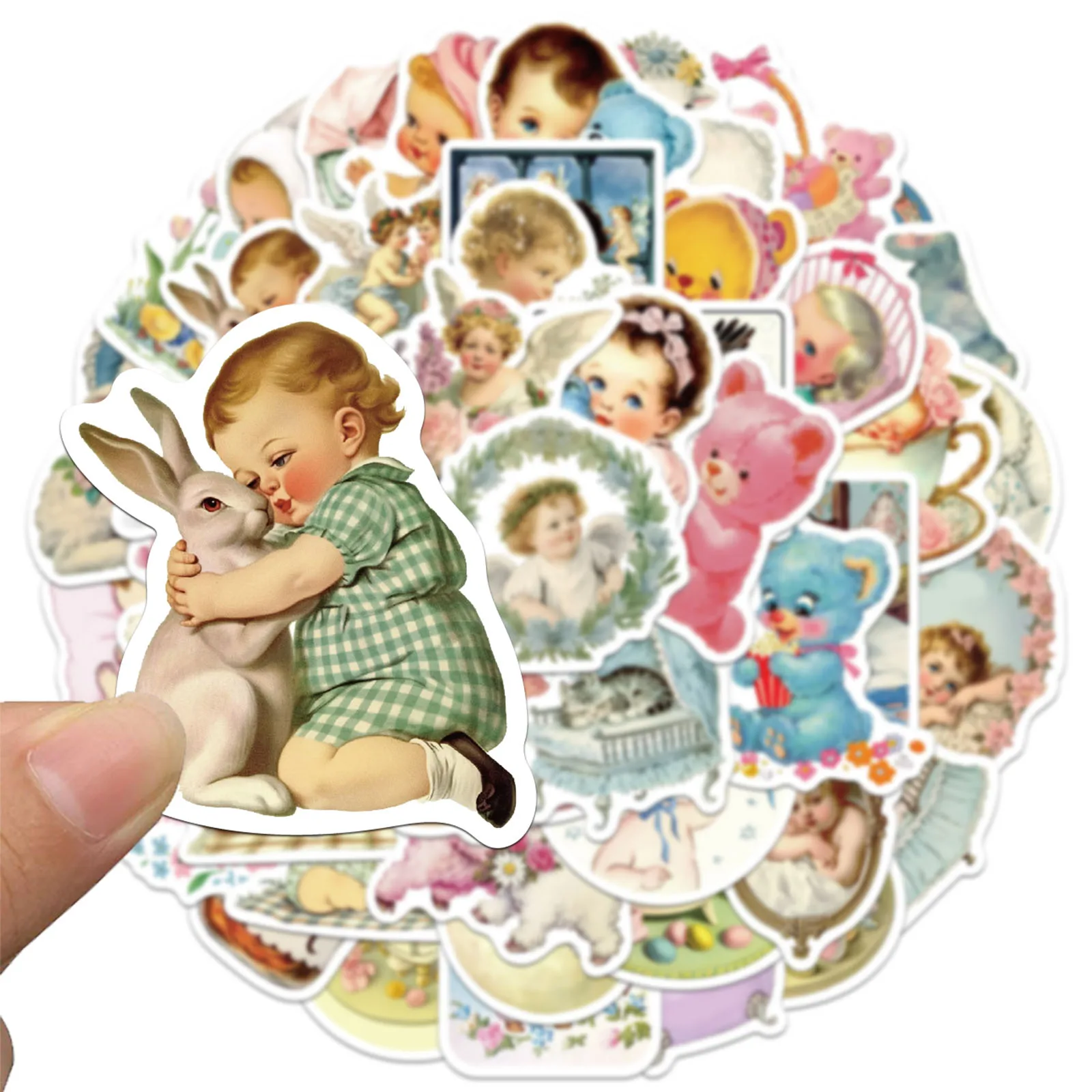 50PCS VINTAGE BABY Stickers Exquisite and Cute Account Materials Phone Cases Laptop Suitcases Water Cups Waterproof Stickers