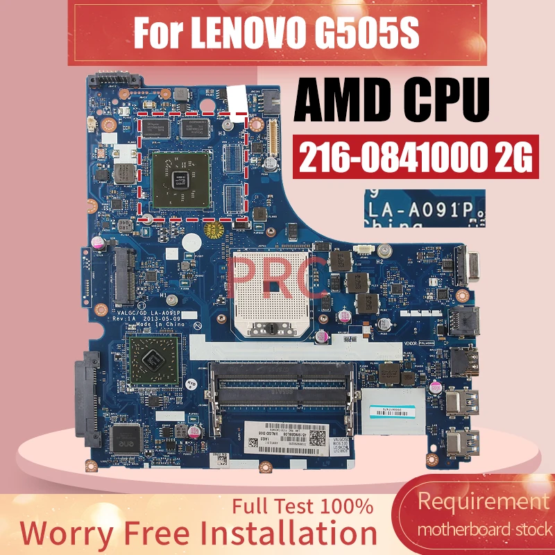 Imagem -01 - Placa-mãe Portátil para Lenovo G505s La-a091p 11s102500317z 11s90003241zz Amd Cpu 2160841000 2g Notebook Mainboard