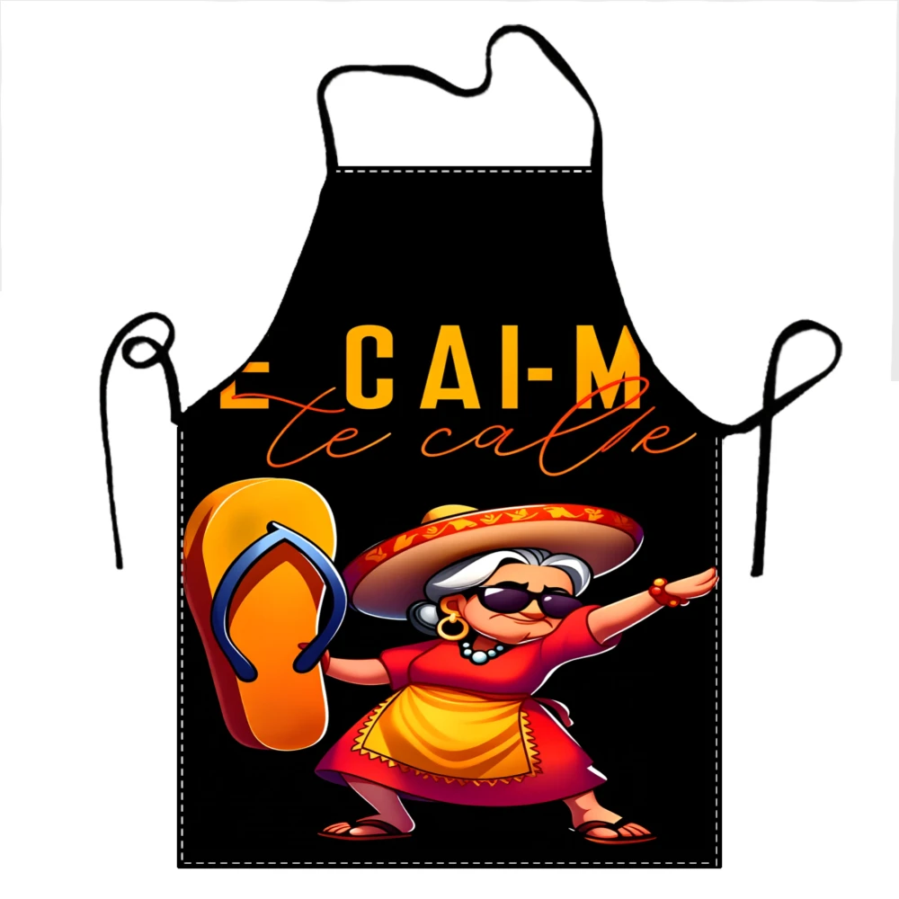 Calm Te Calle Mexican Woman Apron With Flip Flop Design For Cooking And Kitchen Use