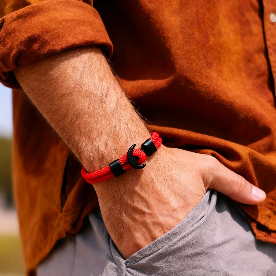 New Unique Anchor Bracelet For Men A Grade 4mm String Braclet 7 Colors Available No Deformation No Pilling Perfect Gift For Him