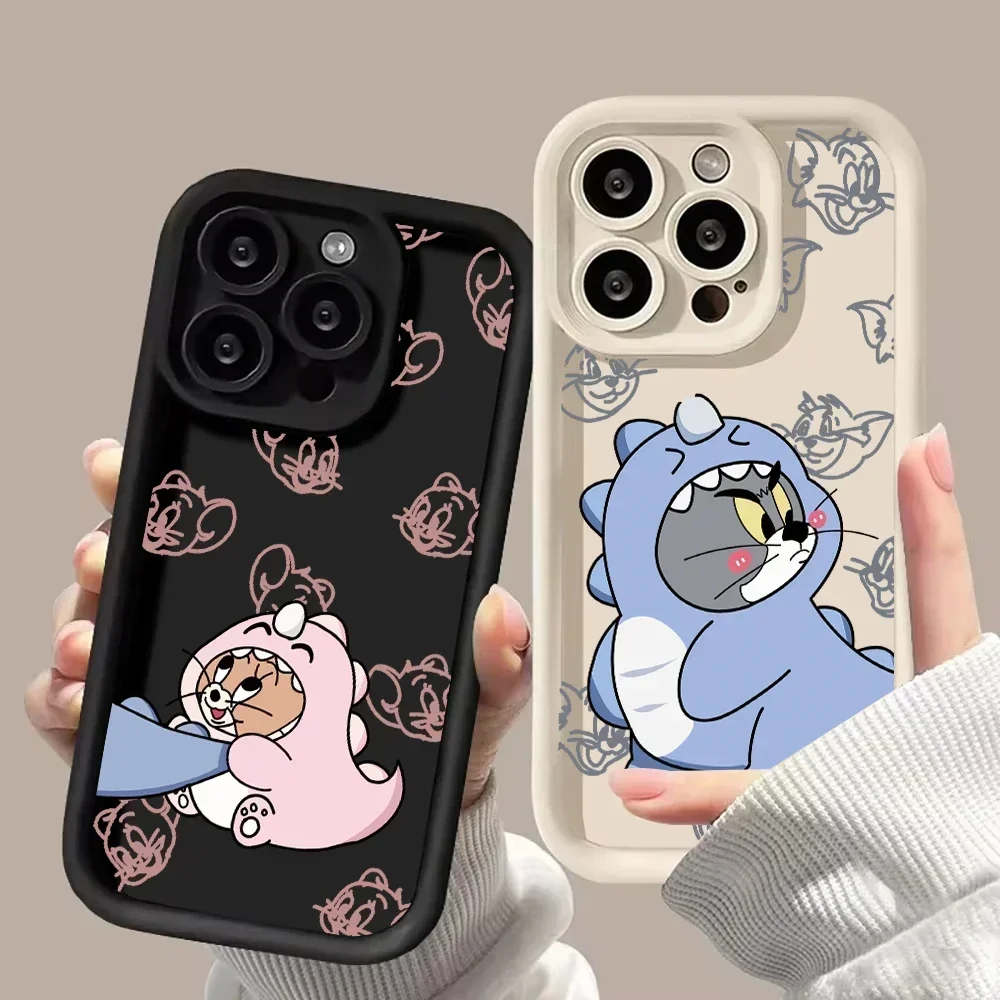 Cartoon Tom and Jerry Couple Phone Case For iPhone 16 11 12 13 14 15 Pro Max Plus XS X XR Max 7 8 Plus SE2 Shockproof Back Cover