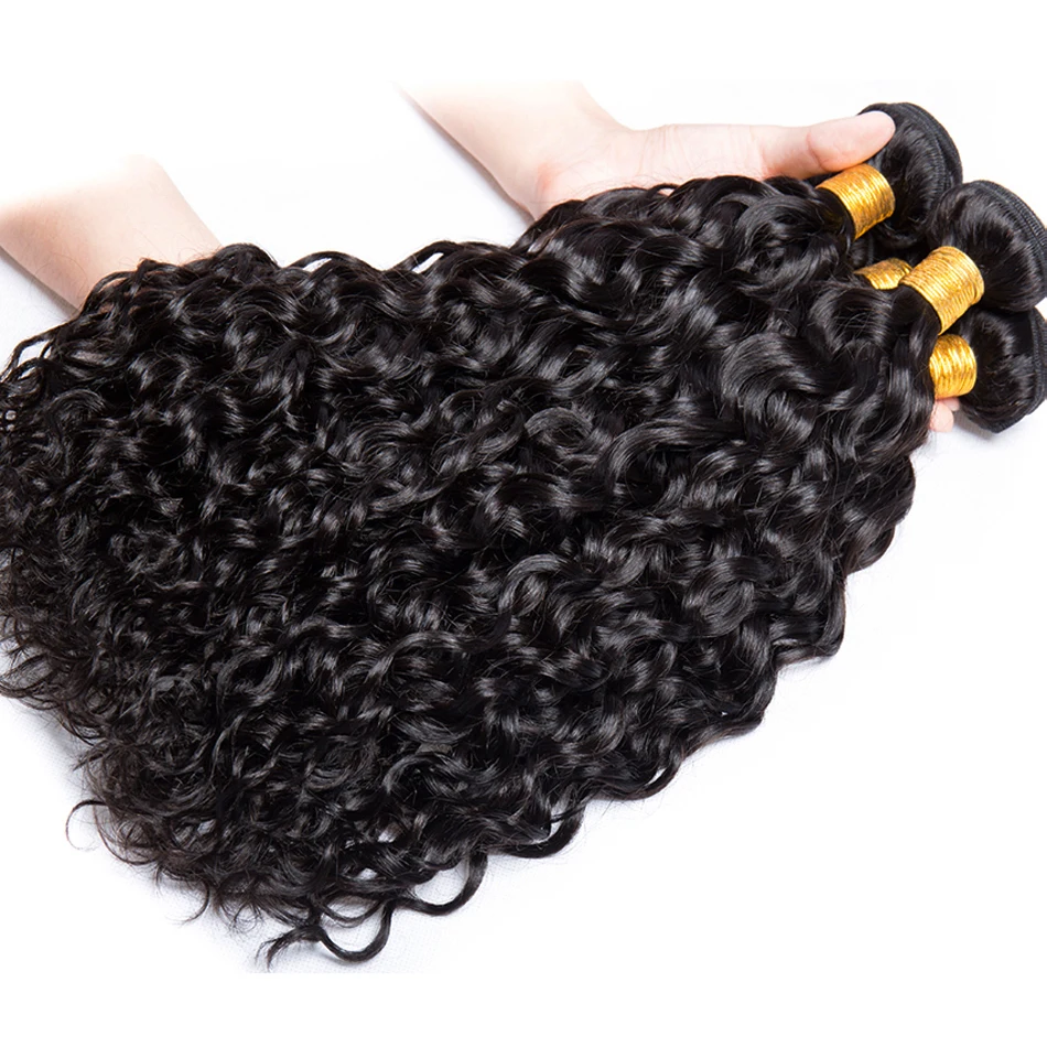 Tissage Peruvian Water Wave Bundles With Closure Curly 3 Bundles With Closure Long Wet And Wavy Human Hair Bundles With Closure