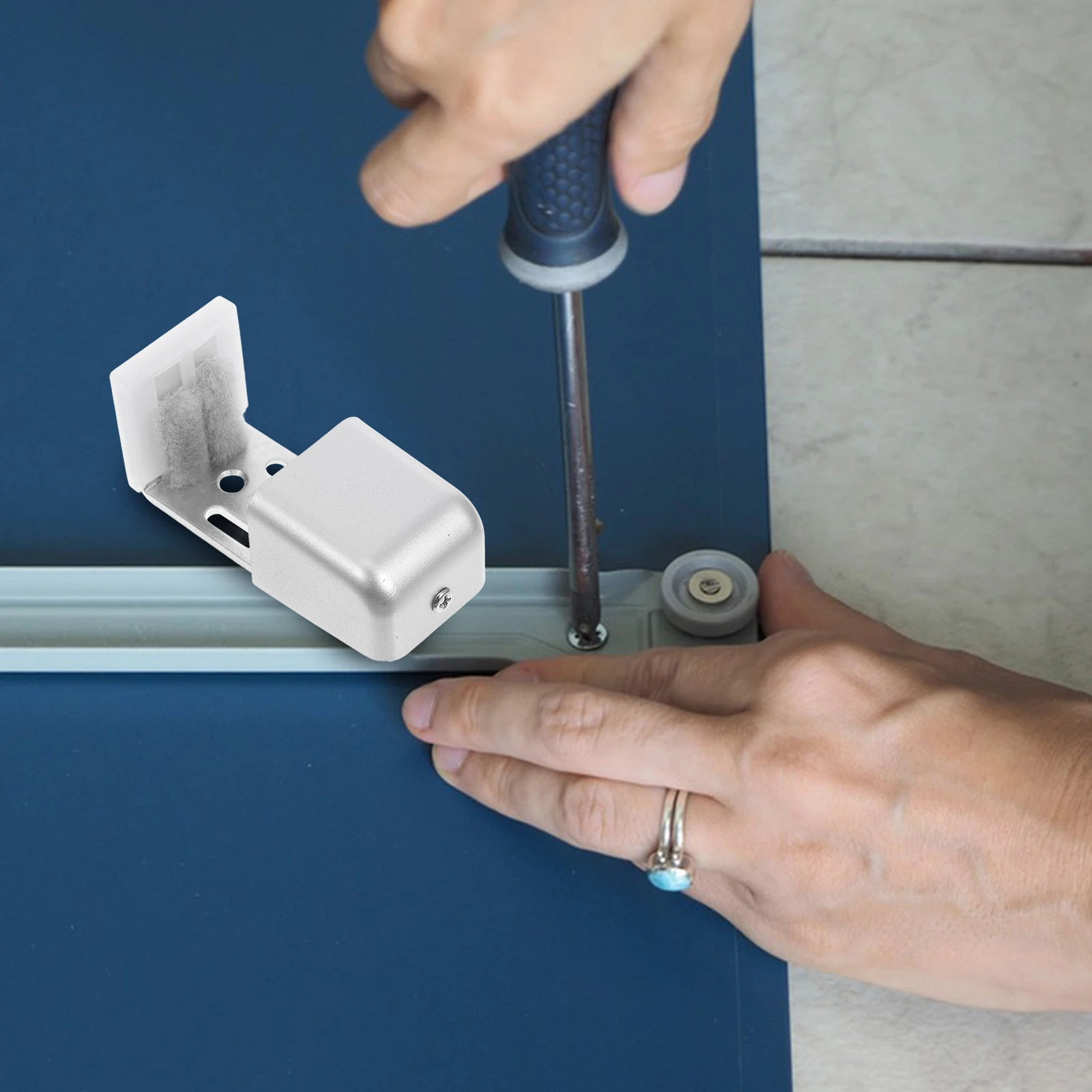 

2 Pcs Automatic Door Swing Stopper Sliding Bottom Guide Parts Glass Floor Closet