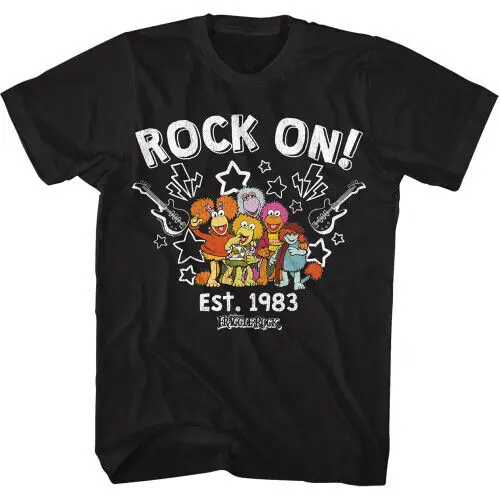 

Fraggle Rock Guitars And Stars T-Shirt - Black Y2K tops Unisex Summer Short Sleeve