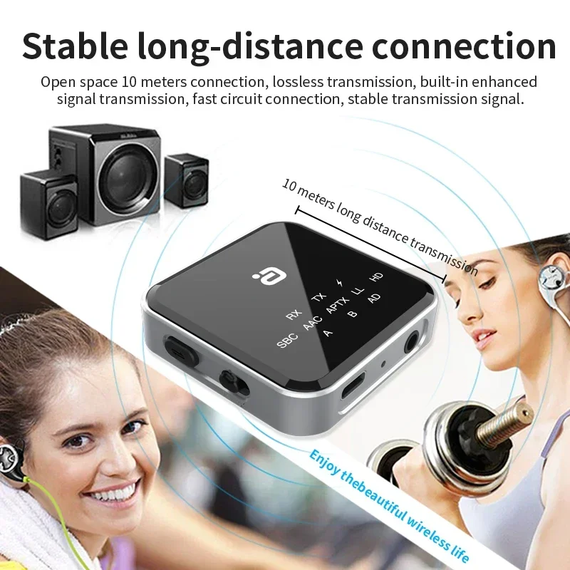 

AYINO MR260 Мини-адаптер 2-в-1: беспроводной передатчик-приемник Bluetooth AptX Adaptive с двойным режимом и аудиовходом 3,5 мм для автомобиля, телевизора/колонок