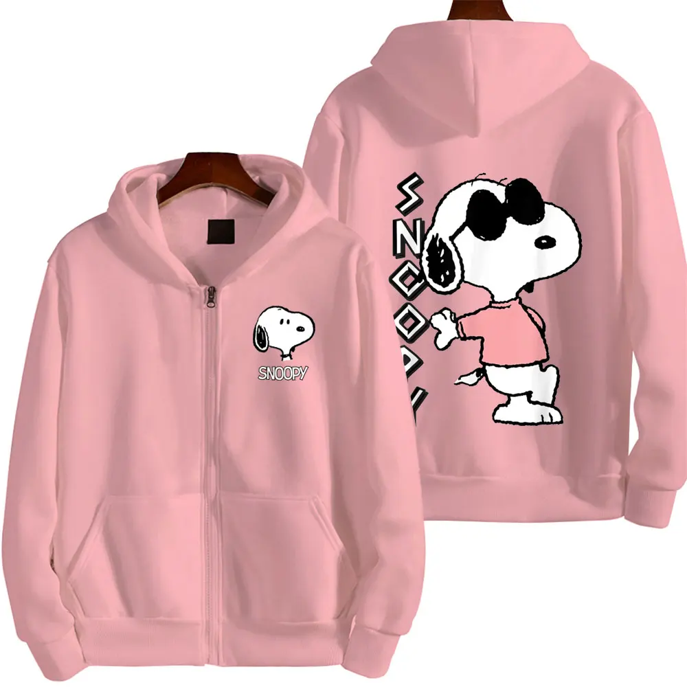 Snoopy Cartoon Anime Men Zipper Hoodie Spring Autumn Fashion Women Sweatshirt 2024 New Korean Style Couple Jacket Coat