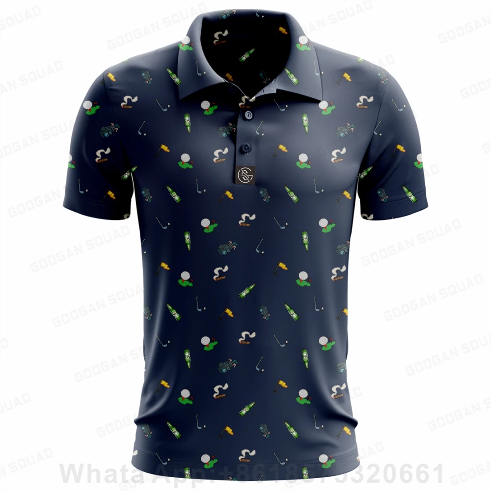 Camisa polo confortável à moda dos homens camisa de golfe esporte pesca náutica manga curta camiseta impressa clássico lapela botões roupas