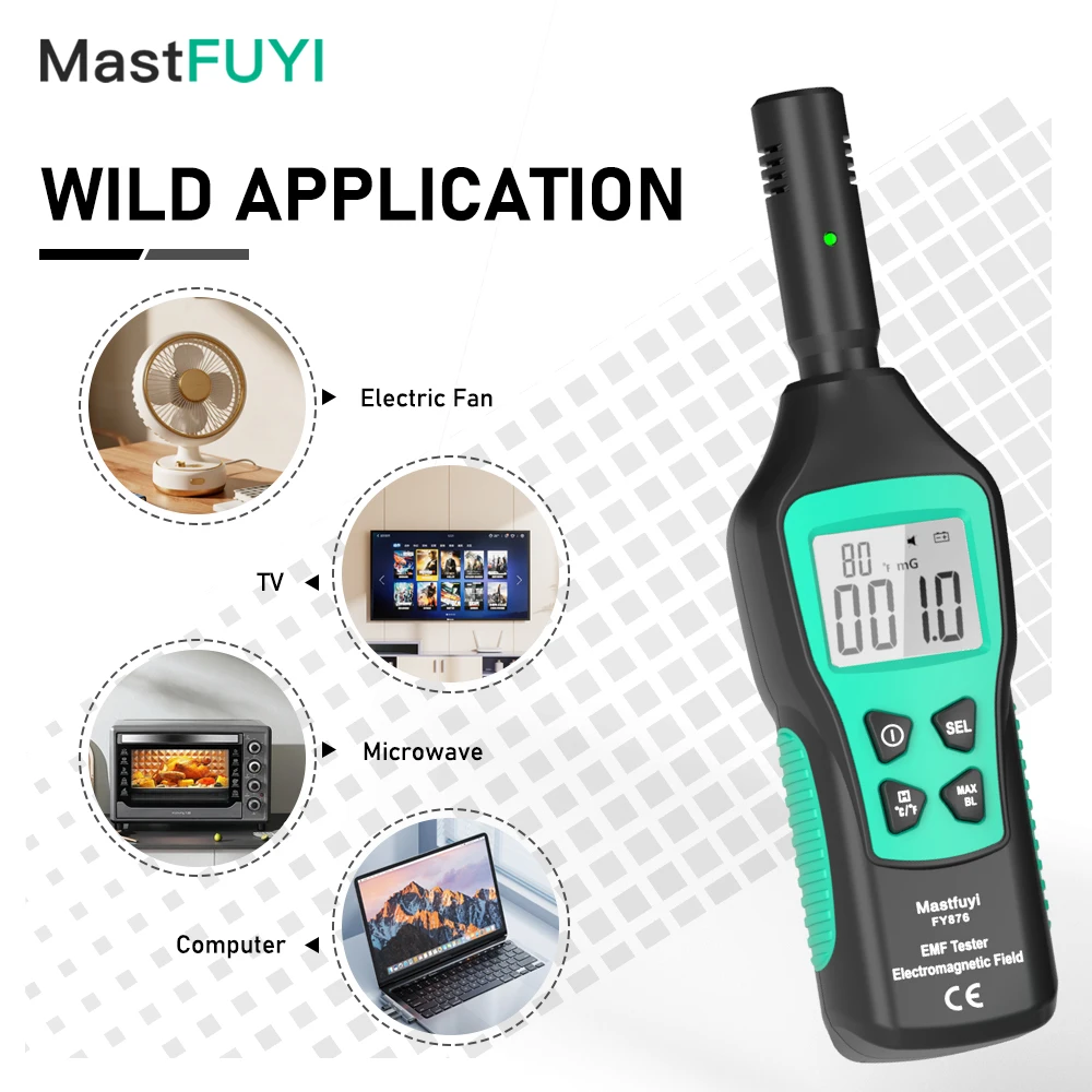 MASTFUYI كاشف إشعاع المجال الكهرومغناطيسي المحمول 3 في 1 EMF متر كاشف EMF لمعدات صيد الأشباح