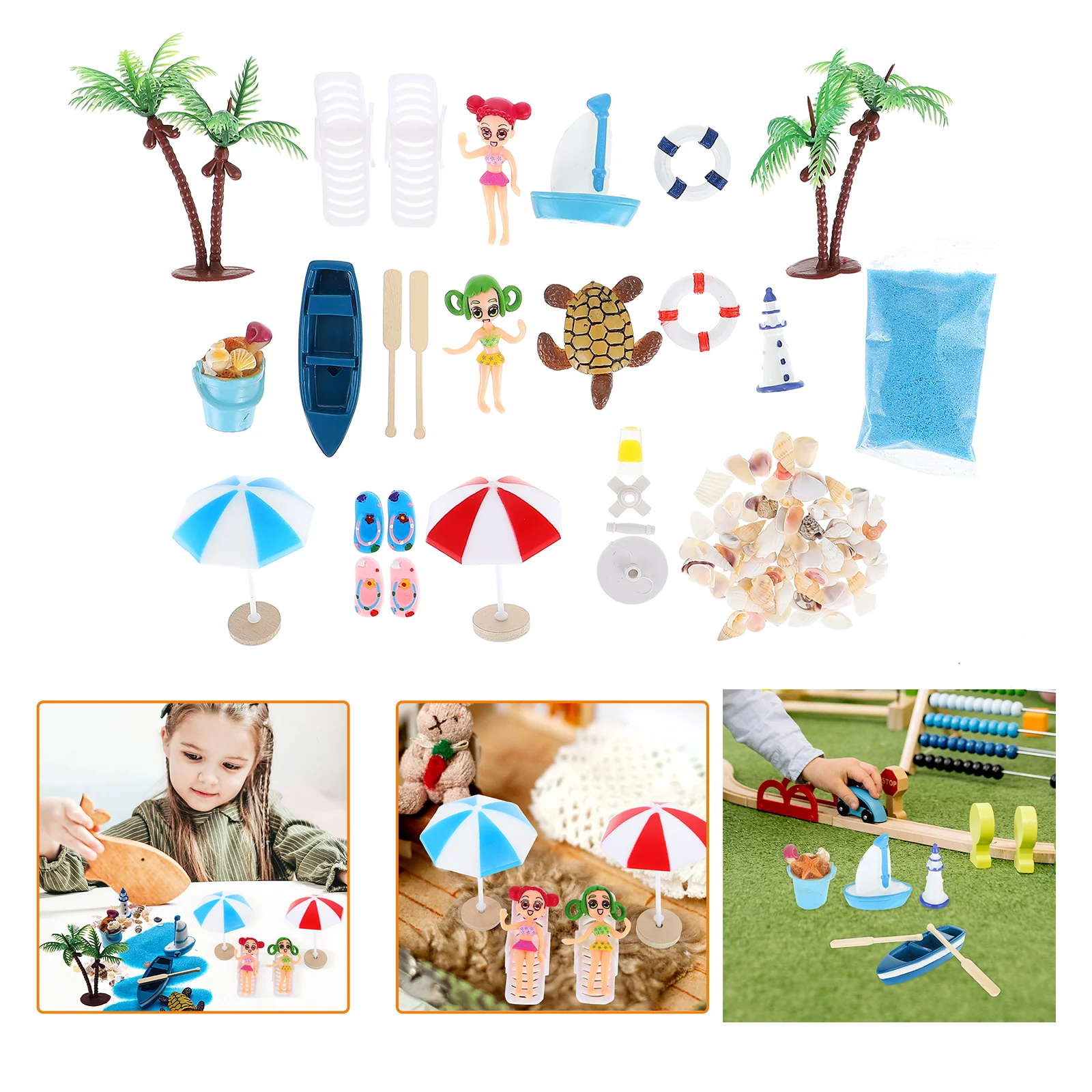 

1 set Beach Decoration Ornaments Plastic Miniature Accessories Sand Decorative Items for Home Bedroom Ocean Landscape Micro