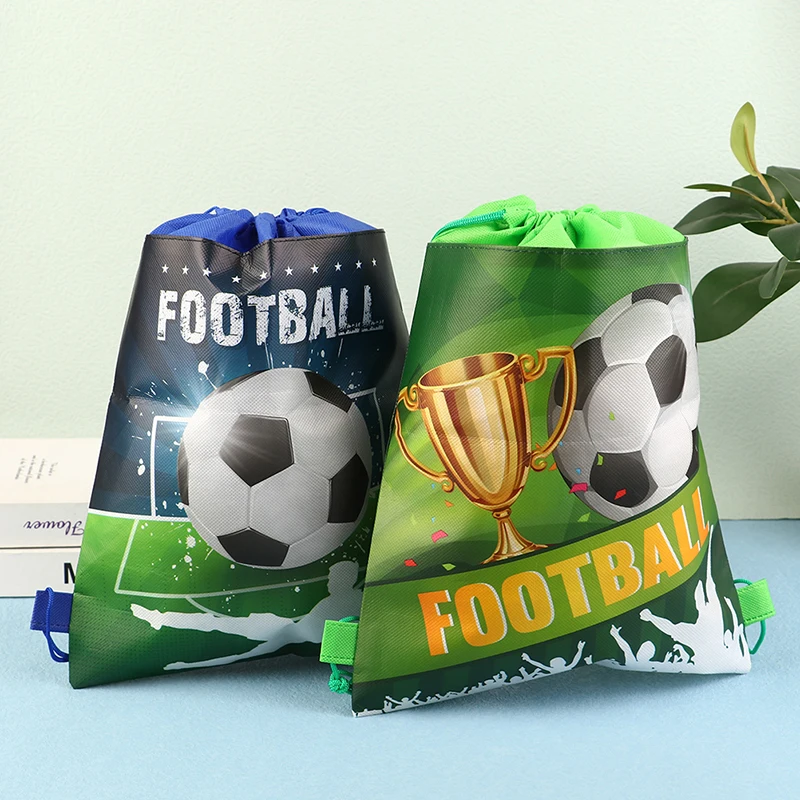 1Pc Soccer Drawstring Bundle Pocket Green Football Backpack Shoulder Travel Storage Bag For Boy Gift Draw String Bags