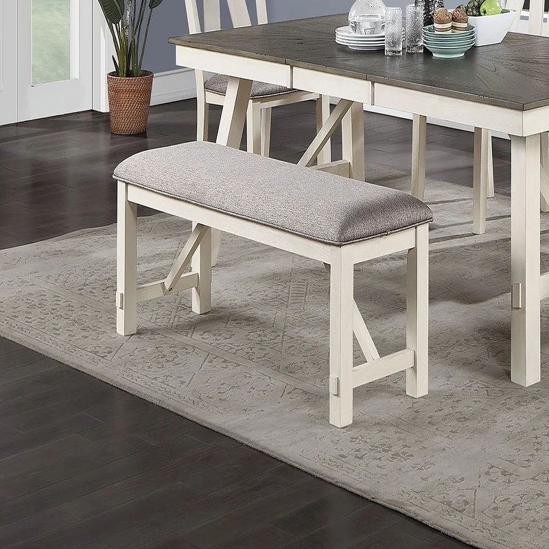 Dining Room Furniture 1x Bench Gray Fabric Cushion Seat White Clean Lines On-Site