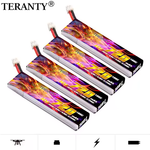1-10PCS TERANTY 1S 720mah 3.8V 100C/200C HV Lipo Battery With PH2.00 plug for Quadcopter FPV Drone Tinywhoop Frame RC Drone