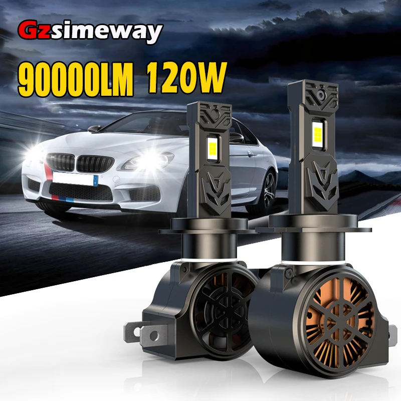 

2PCS 90000LM H7 LED Lamp Bulbs H4 H1 H8 H9 H11 9005 HB3 HB4 9006 LED Canbus Car Headlight 120W 6000K Turbo Auto Fog Lights 12V