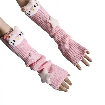 Sanrio Kawaii Hello Kitty Kryt na ruku Anime Teplý Y2K Hottie Roztomilý pletený kryt na ruku Rukavice bez prstů pro dívky Dárek 6 nejlepší prodej Ohřívač vosku Hello Kitty - №3
