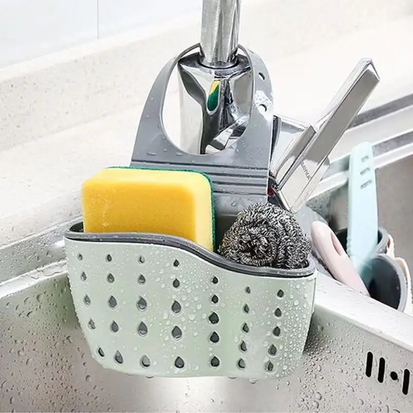 Kitchen  Storage Drain Basket Kitchen Sink Holder Adjustable  Bathroom Soap Sponge Shlf Hanging Drain Basket Kitchen Gadgets