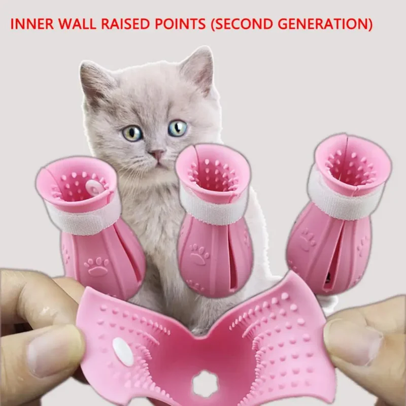 

Shoes For Cats Silicone Anti-Scratch Adjustable Pet Cat Boots Bath Washing Cat Claw Paw Cover Protector Cat Grooming Supplies