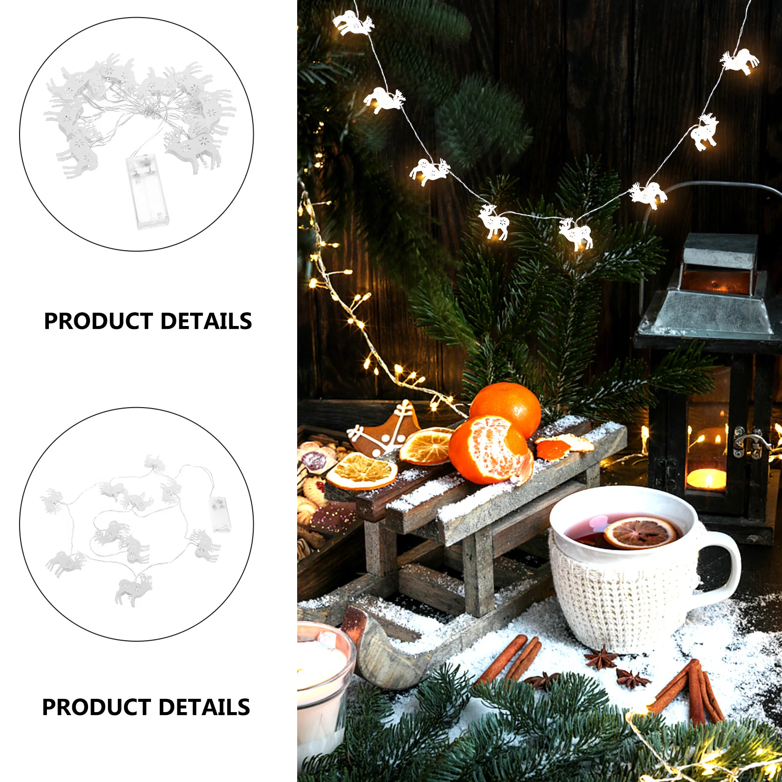 Luces LED para festivales, luces navideñas en forma de Wapiti, cadena de luces única, decoración fácil de instalar, lámpara de estilo navideño