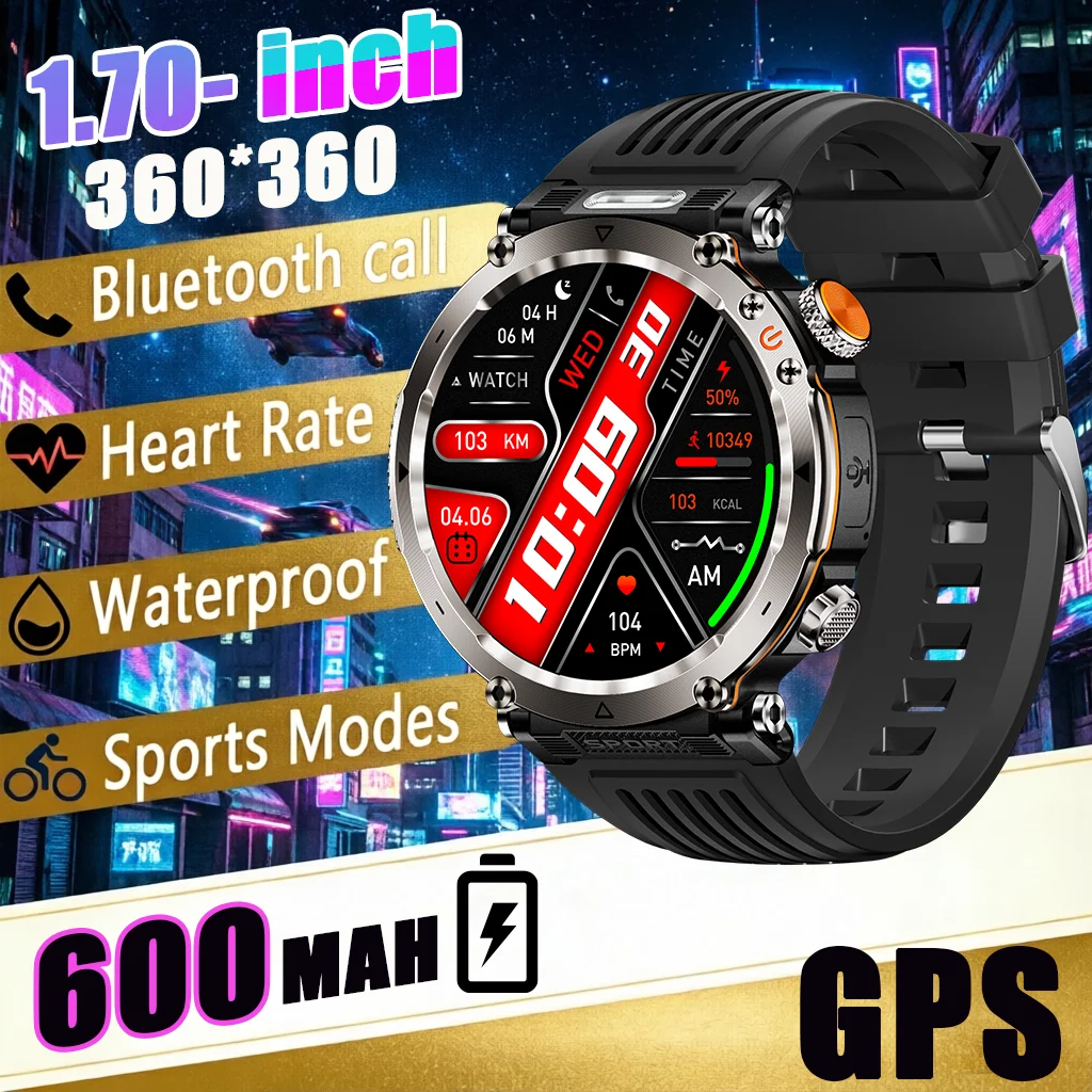 

2026 NEW Smart watch IP68Waterproof LED Flashlight Counterfeit Detector Light Bluetooth call Outdoors Sports Modes HD screen MAN