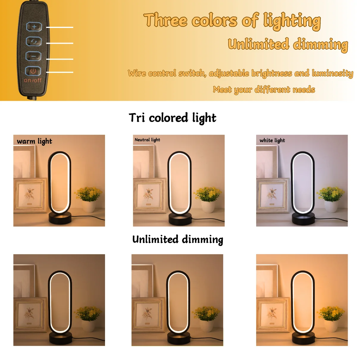 1pc USB Powered LED Desk Lamp with 3-Color Circular Beam, Bedside Lamp, Eye Protection, Night Light, Bedroom