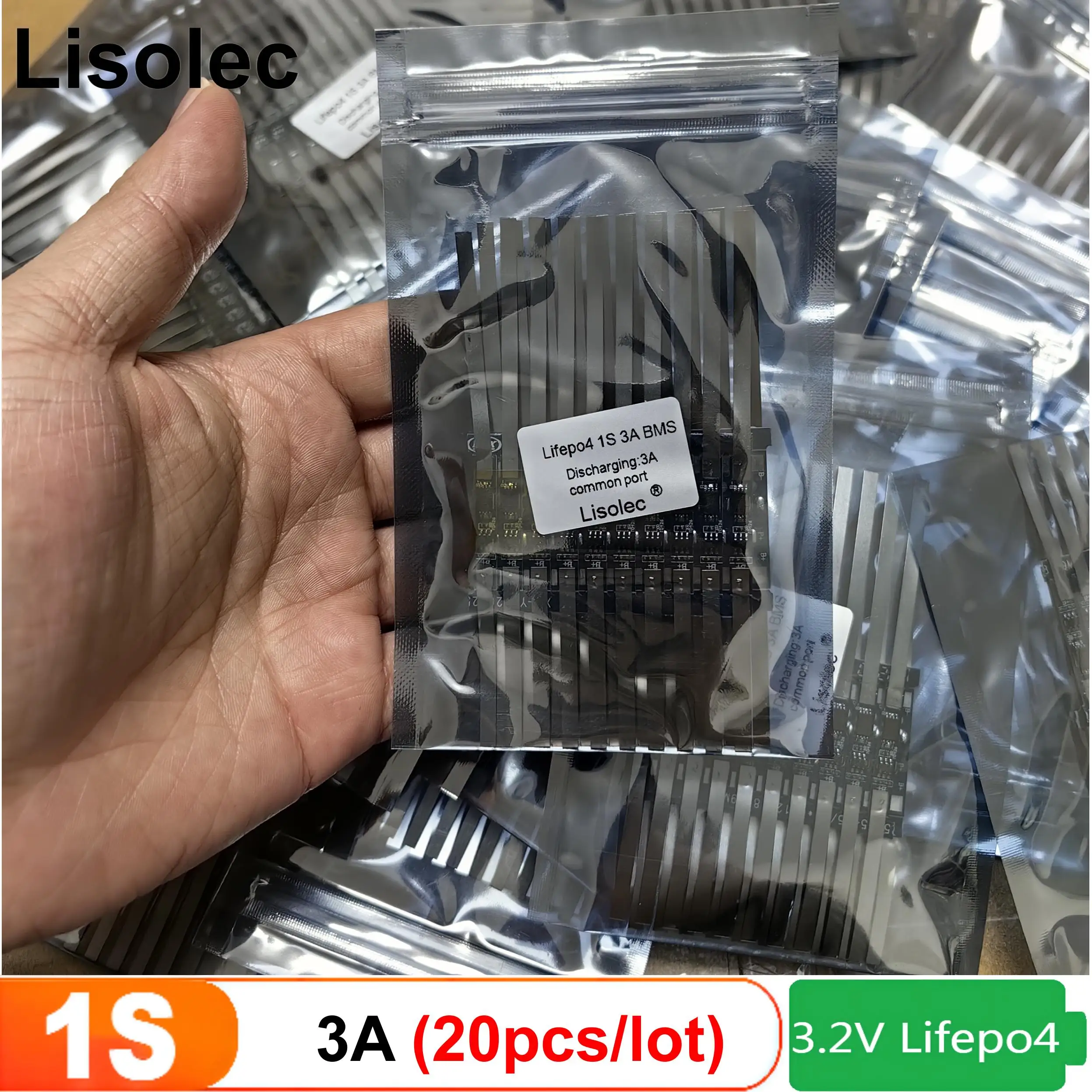 Lifepo4 1S BMS 3.2V 18650 32650 32700 26650 بطارية ليثيوم 3A تهمة التفريغ حماية لوحة دوائر كهربائية وحدة شحن 20 قطعة/الوحدة