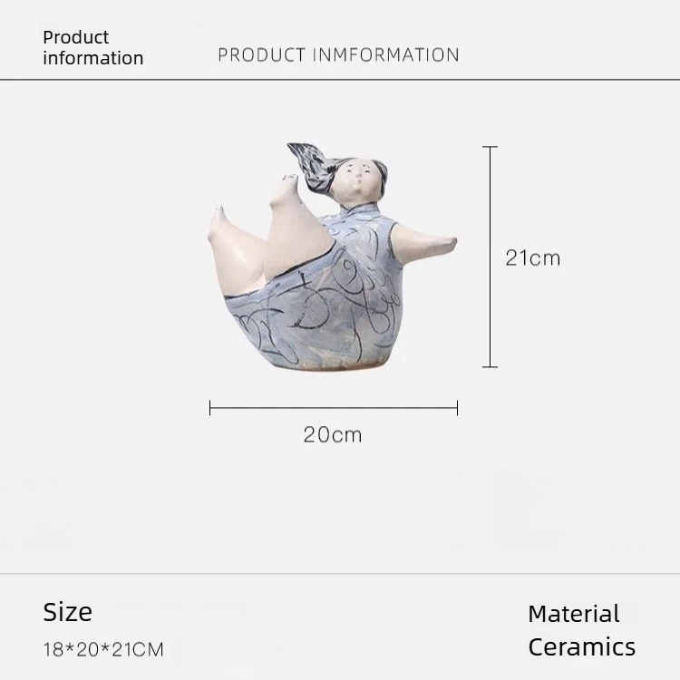 Jingdezhen Porcelain Girl Figurine Vintage Tabletop Decor Creative Ceramic Art for Living Room Home Office Shelf Display view 6