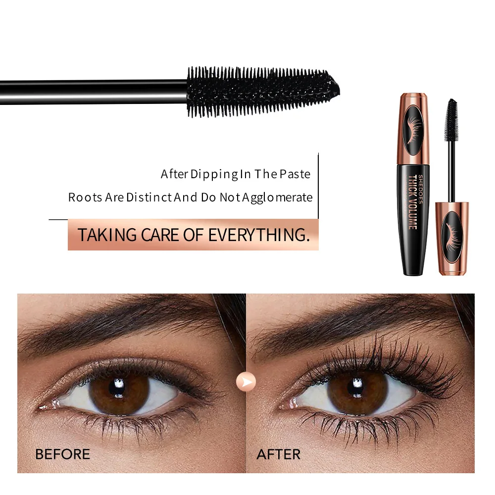 ชุดมาสคาร่าและอายไลเนอร์แบบน้ำ 4D กันน้ำ เครื่องสำอางสำหรับแต่งตา อายไลเนอร์หนา งอนงาม มาสคาร่า ดินสอเขียนคิ้ว แต่งหน้าตา