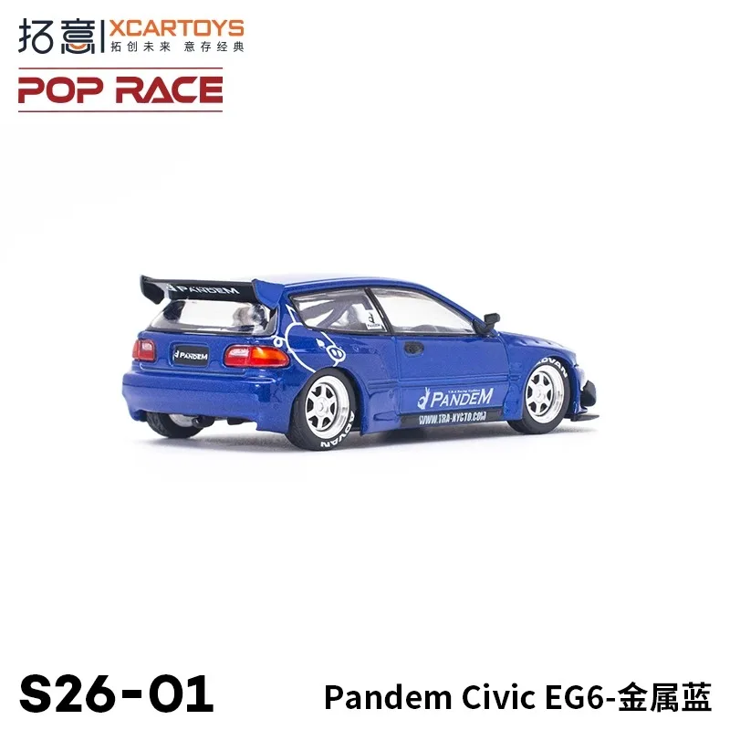 XCARTOYS POPRACE 1:64 Honda Civic EG6 โมเดลรถอัลลอย คอลเลกชันของเล่นตกแต่งสําหรับเด็ก ของขวัญวันหยุดสําหรับเด็ก