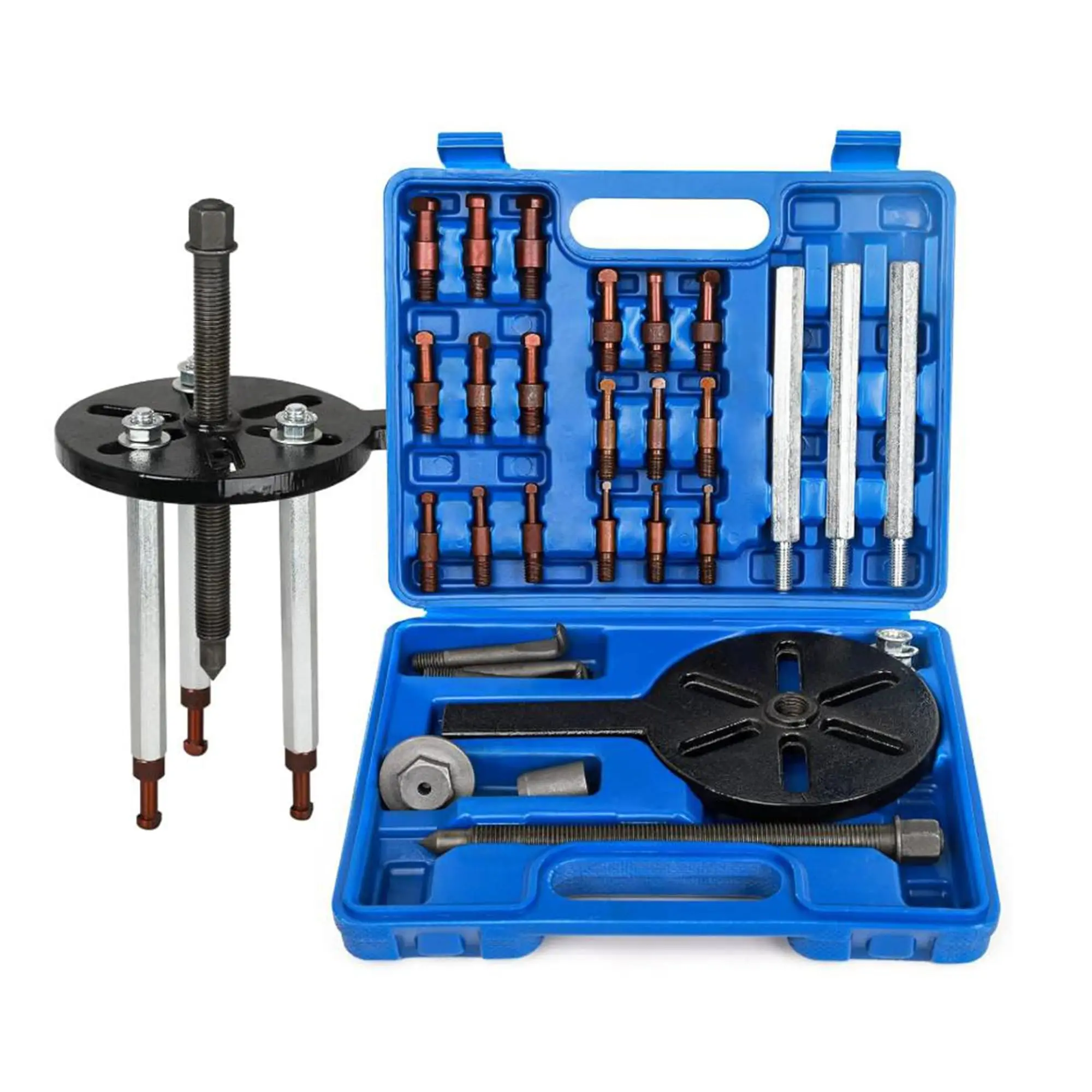 21-in-1 Internal Bearing Puller Set – Heat-Treated Red Steel 3-Jaw Blind Hole Removal Tool Kit with 6 Collets DL1-DL6 for 6005-6310 Bearings, Gear & Pulley Extractor for Auto Motorcycle Repair – Storage Case Included