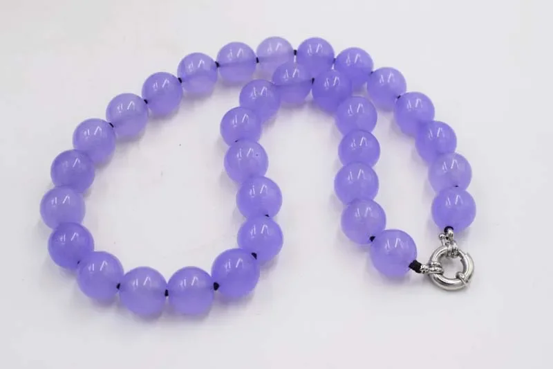 wow! purple  jade  necklace  round 12/18inch nature wholesale bead discount gift