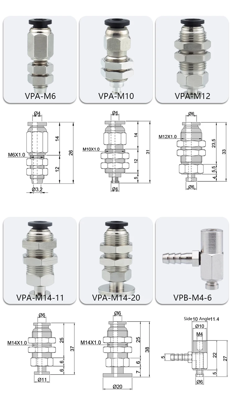 5 قطعة/الوحدة VP R سلسلة كوب شفاط المكنسة الكهربائية التزاوج تركيبات رؤساء VPA-M6 VPA-M14-11 VPB-M4-6 VPB-M4-8 VPC-M12-3 VPD-M14-20