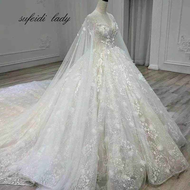 Sexy V-Neck Wedding Dress Sweetheart Bride Gown Appliques Beading Customized Romantic Princess Robe De Mariee