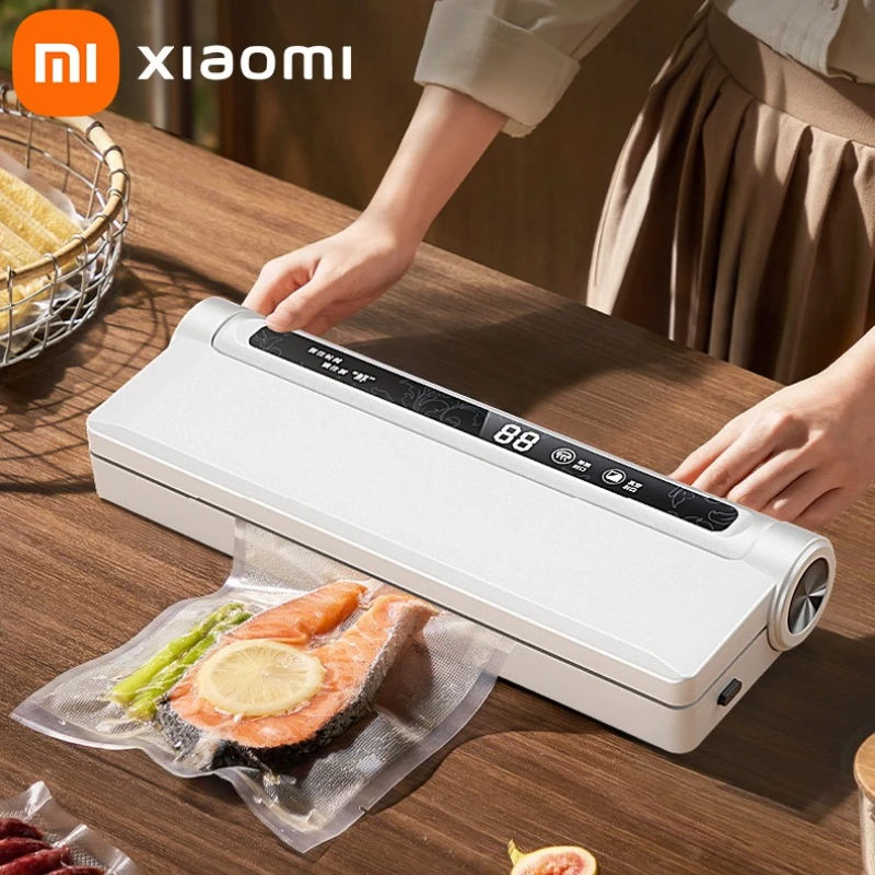 Xiaomi youpin máquina seladora a vácuo de alimentos, operação inteligente com um clique com 20 sacos, forte potência de sucção para armazenamento de alimentos, novo