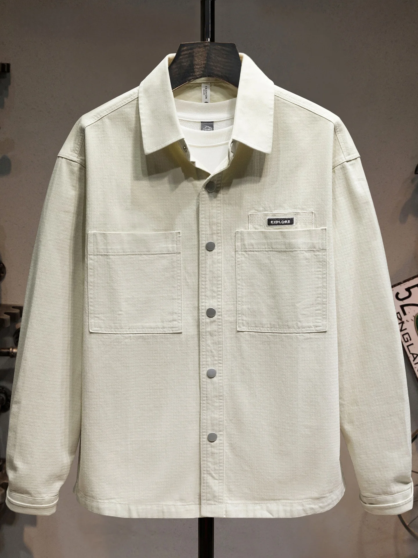 

Мужская повседневная хлопковая рубашка свободного кроя с длинным рукавом, дышащая, немнущаяся, с цветными пуговицами, классический крой, модная