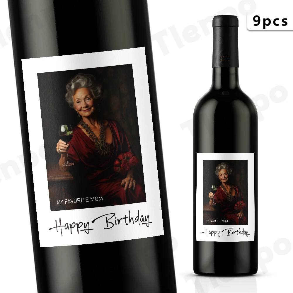مجموعة ملصقات النبيذ لعيد الأم مكونة من 9 قطع، ملصقات زجاجات مقاومة للماء، هدية مثالية للأم، هدية عيد الميلاد، مستلزمات الحفلات #1