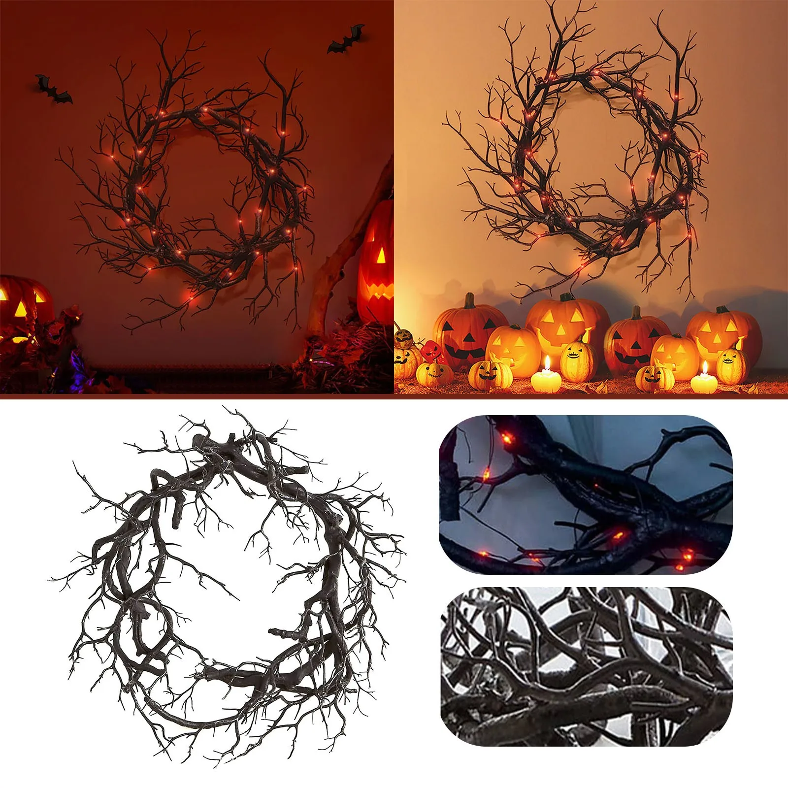 

Halloween Dead Branch Garland Decoration Glowing Black Branch Garland Simulation Dead Branch Hanging Wreath Home Wall Decor