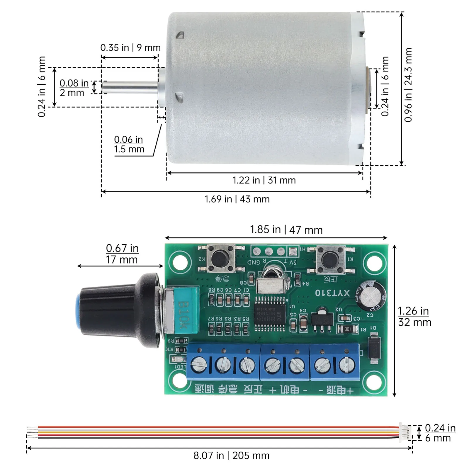 R2430 BLDC Motor Brushless DC Motor with Controller 12V/24V 6000RPM Mini Silent DC Motor for DIY Project /Smart Home