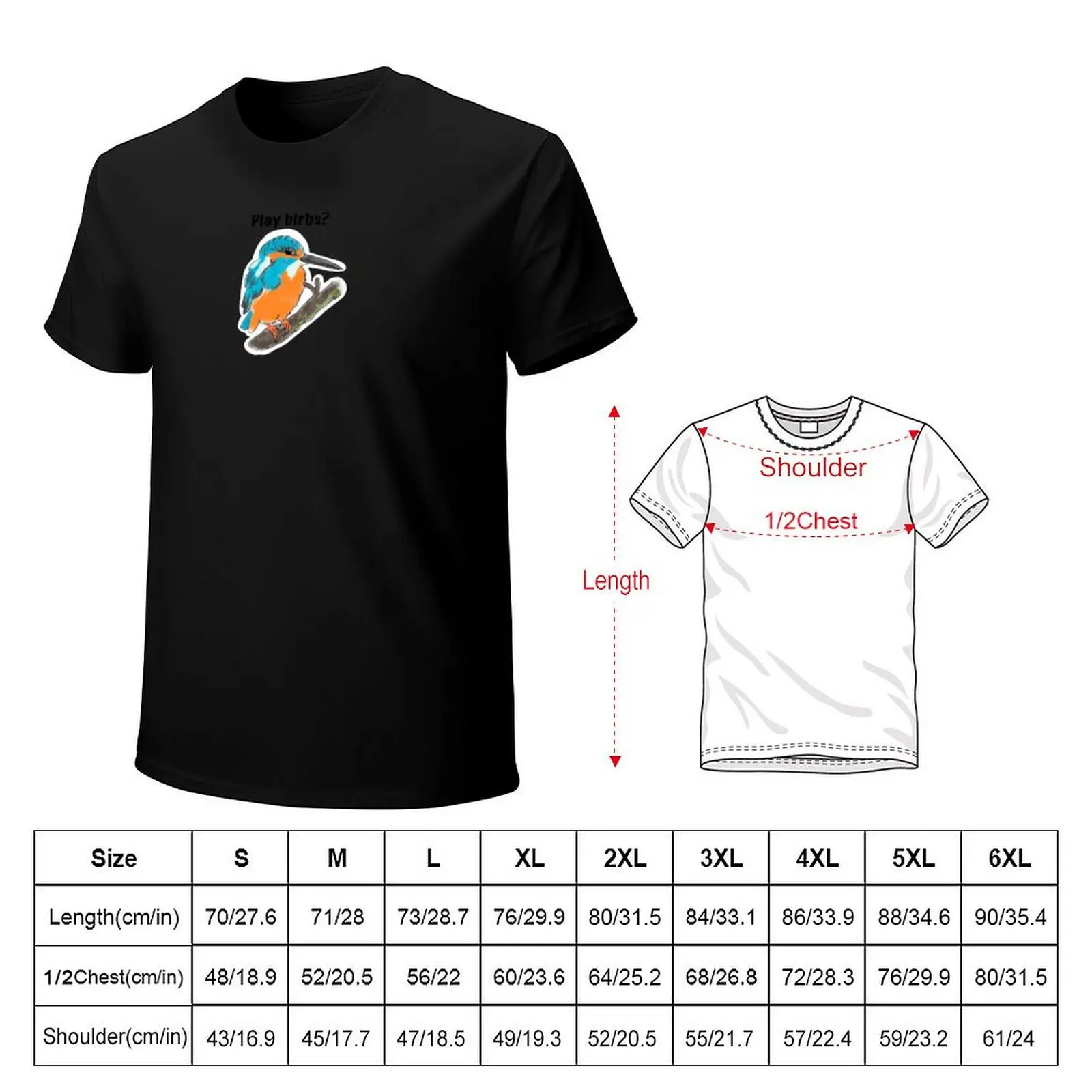 Play birbs? Wingspan board game cute kingfisher - black text T-Shirt Soft Cotton Print T-Shirt