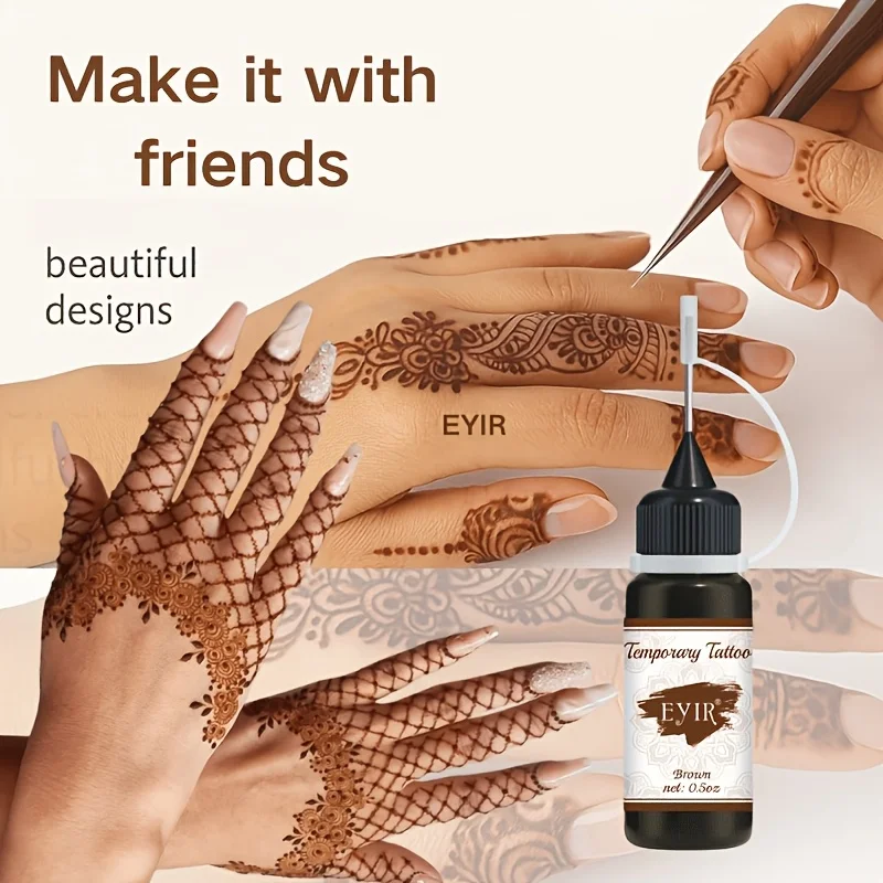 EYIR Temporäres Tattoo-Paste Set 3 Farben mit 5 Henna Handschablonen Wasserfest für Body Art DIY Festival Party – Detail 3