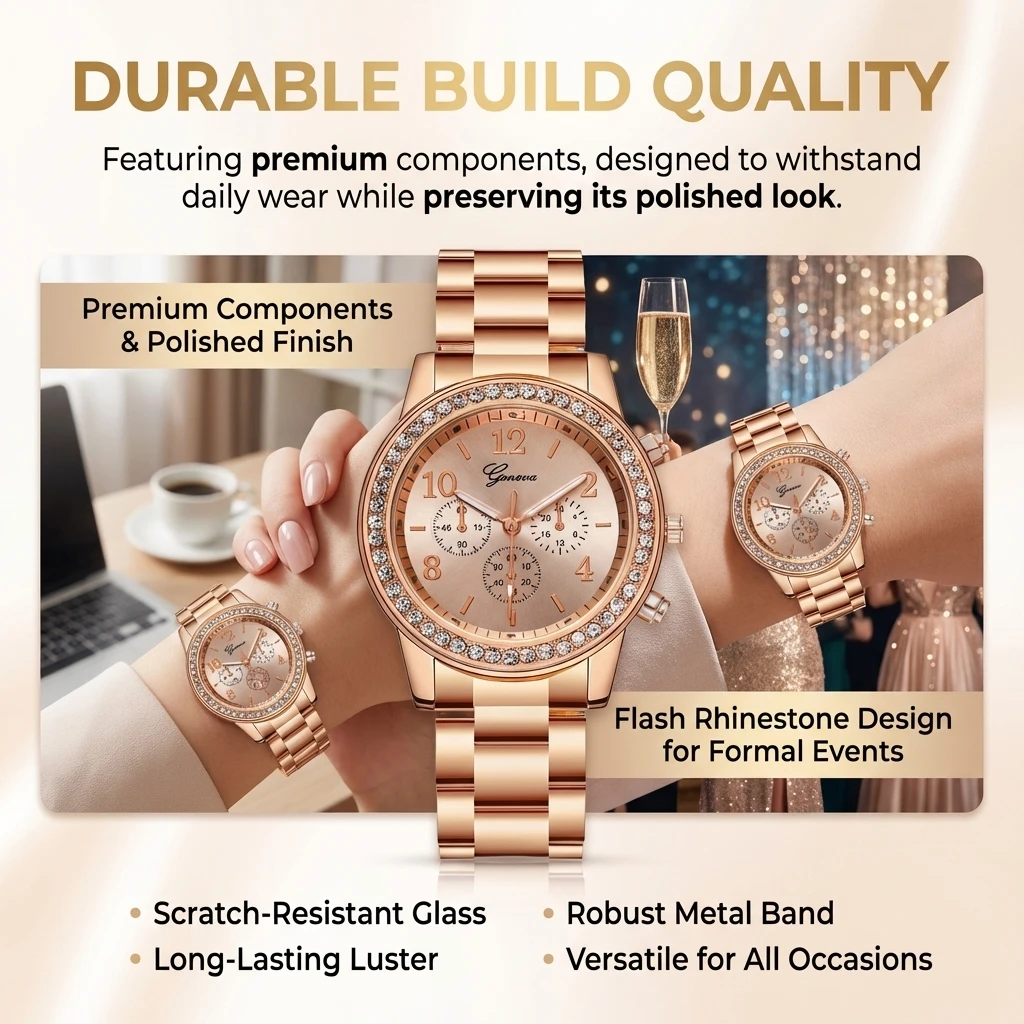 

Fashion Women Watch With Flash Rhinestone Design For Casual And Formal Occasions