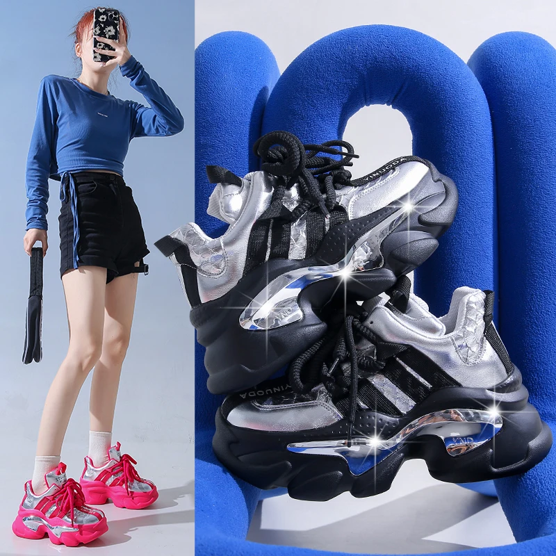 

Женские кроссовки, модная теннисная обувь 2024, женская обувь на платформе, дизайнерские кроссовки, новые розы на толстой подошве, высокая ткань на шнуровке