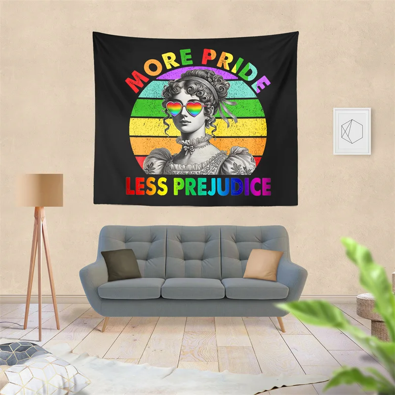 Gaslight Gatekeep Girlboss More Pride Less Prejudice Pride Month LGBTQ Tapestry Wall Hanging Art for Bedroom Living Room