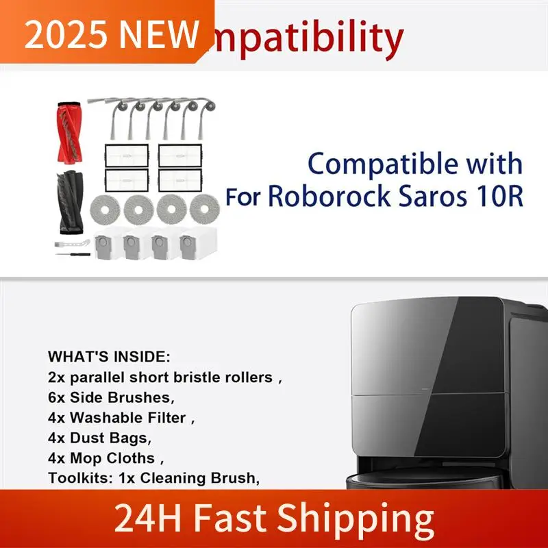 A63Z Top Accessories For Roborock Saros 10R Robot Vacuum Cleaner, Replacement Parts