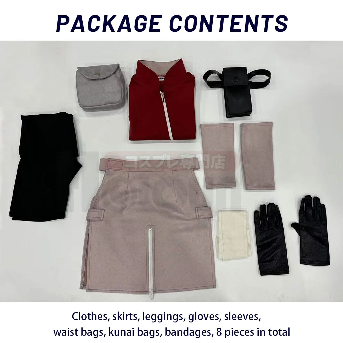 HOLOUN Anime Haruno Sakura Cosplay Costume Top Skirt Shorts Pouch Halloween Thanksgiving Day Christmas Gift image 5