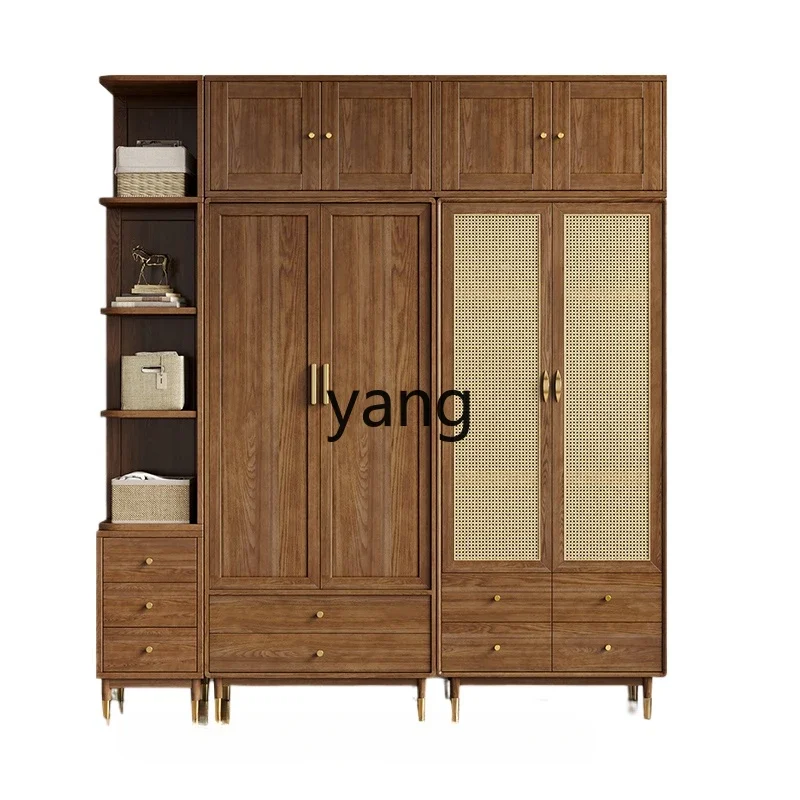 

ZL large wardrobe solid wood two doors walnut Chinese wardrobe wood furniture