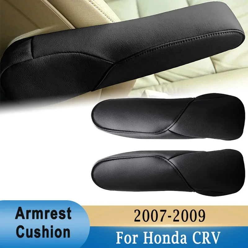 Für Honda CRV 2007-2009 Armlehnenkissen PU-Leder mit Schwamm 2 Stück Auto-Innenseite Sitz Armlehnenabdeckung Schutzverkleidung Schwarz