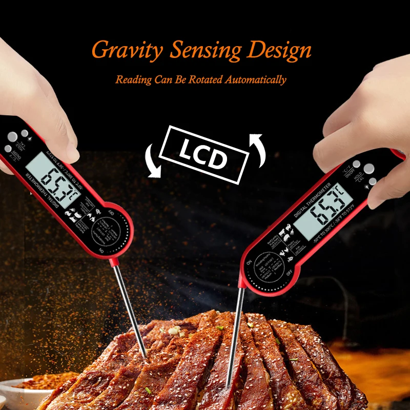 Instant Read Meat Thermometer with Backlight Waterproof Food Thermometer for Cooking Outside Grill Kitchen and BBQ