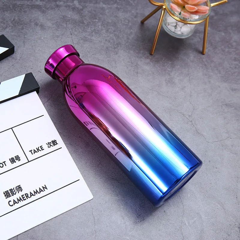 Double Wall Vacuum Narrow Mouth Flask, 304 Stainless Steel Gradient Outdoor Sports Hiking Thermos