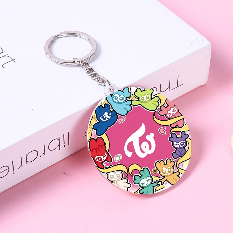 Kpop TWICE Creative Keychain Cartoon Anime Character Derivative Keyrings Bags Decorations Kawaii Keychains ONCE FANS Gift