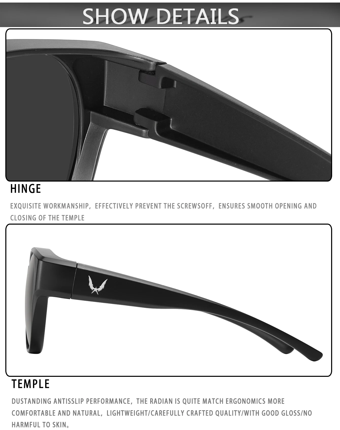 KAROS Modische quadratische polarisierte Sonnenbrille zum Überziehen von Myopie-Korrekturbrillen für Männer und Frauen, Vintage-Brille zum Angeln und Fahren – Detail 16