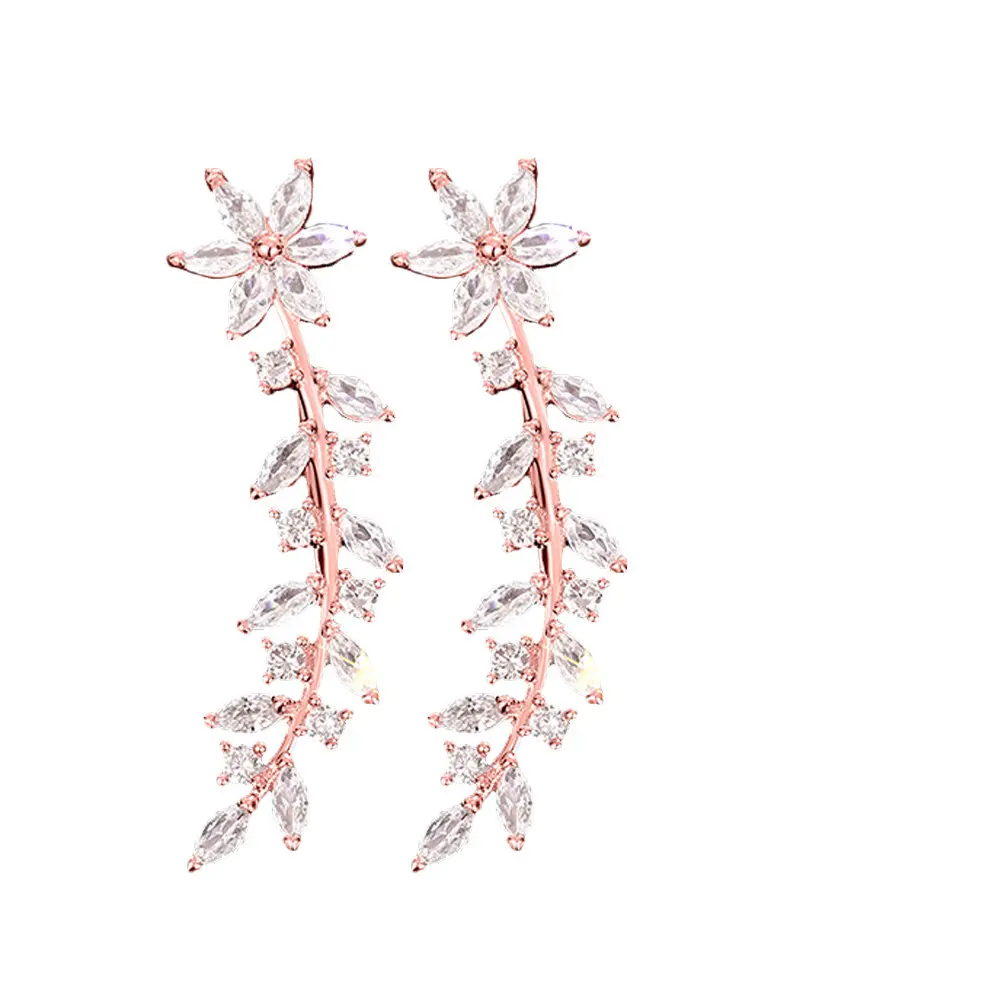 1Pair Ear Climber Earrings Rhinestones Bridal Wedding Accessories Lightweight Comfortable Ear Crawler